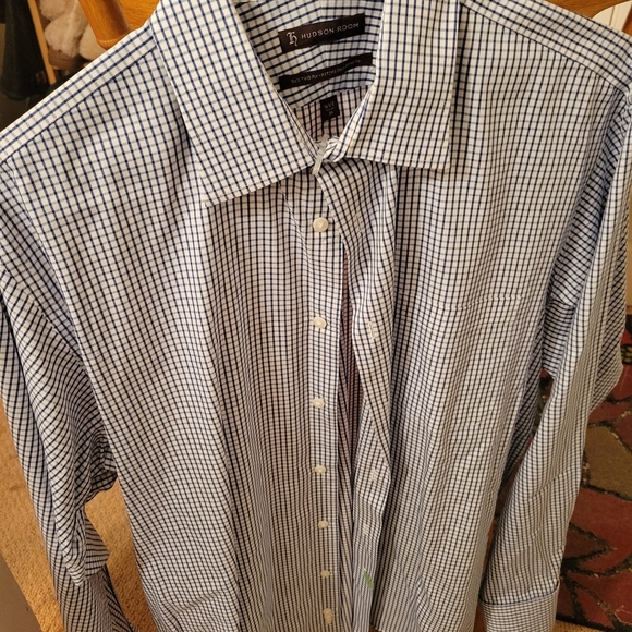 Hudson Room blue striped button down neck 16.5 size 35 - Picture 1 of 1
